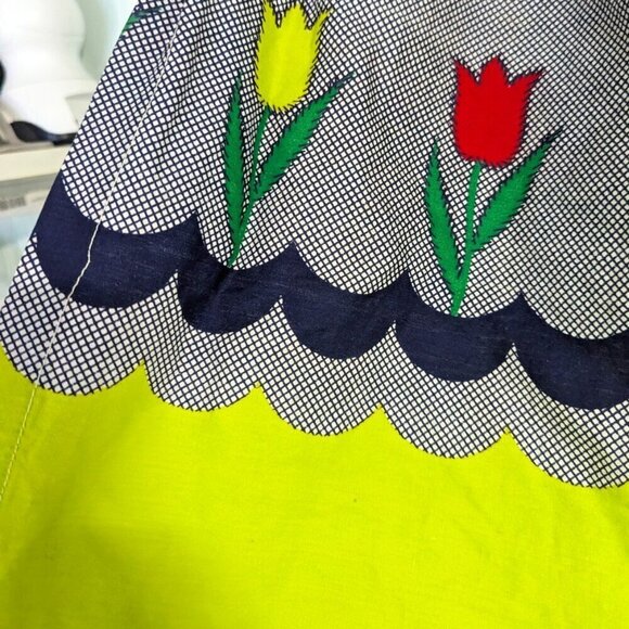 VGUC Vintage Handmade Gingham and Chartreuse Tulip Apron OSFA - Picture 3 of 7